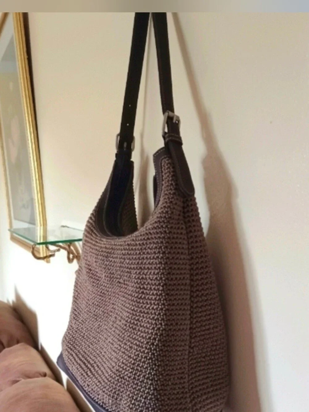 Sak Brown Crochet Hobo Bag